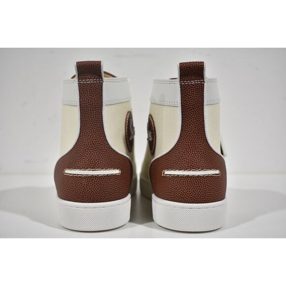 Christian Louboutin Mens Louis SB22 Flat White Brown Bowl High Top Sneaker 42 9 - Picture 8 of 9